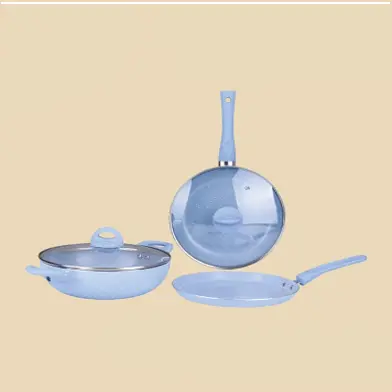 Gazi FE 2201-4C Non-Stick Coating for Easy Cooking and Cleaning Cookware Set Fry pan – Color: Blue – View 2