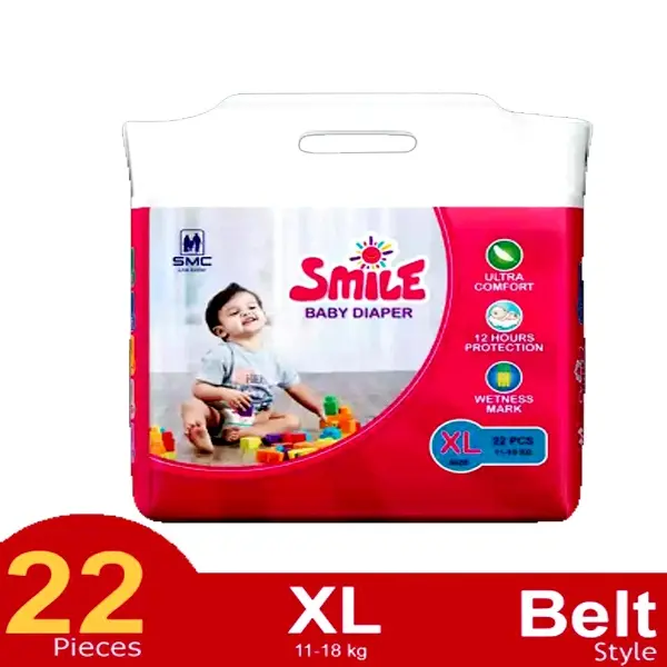 SMC Smile Hypoallergenic & Rash-Free Belt System Baby Diaper – Quantity: 22 pcs – View 2