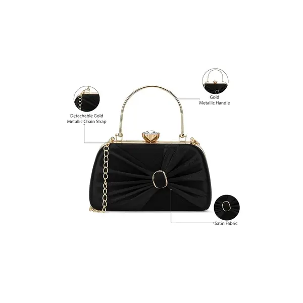 Faux Leather Lavie Women Sleek Wink Frame Clutche – Color: Black – View 2