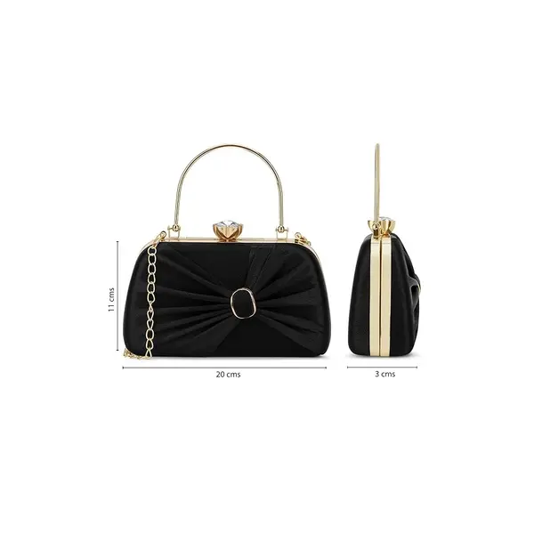 Faux Leather Lavie Women Sleek Wink Frame Clutche – Color: Black – View 3