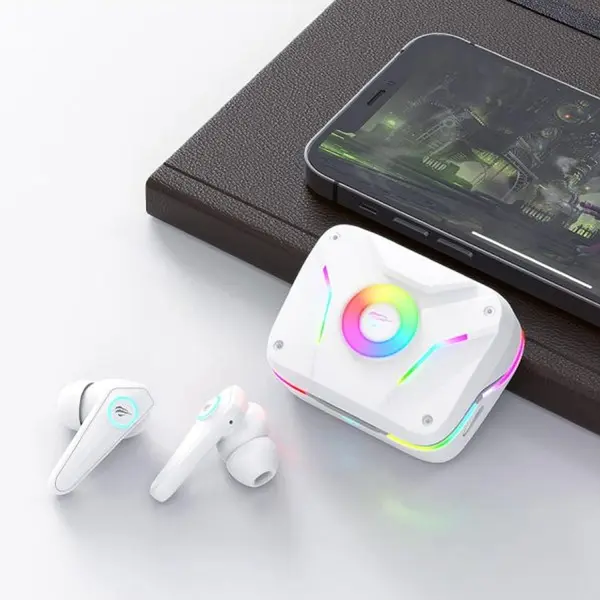 Havit TW952 Pro True Wireless Stereo RGB Gaming Earbuds – Color: White – View 3