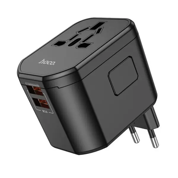 Hoco AC15 3-Port PD20W Universal Charger Global Plug Adapter – View 3