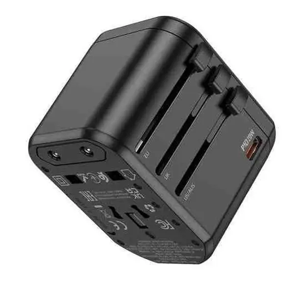 Hoco AC15 3-Port PD20W Universal Charger Global Plug Adapter – View 4
