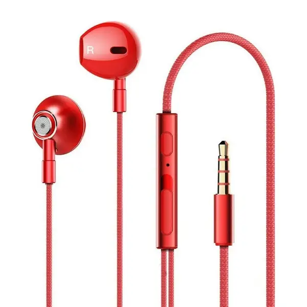 Lenovo HF140 3.5 mm Jack Super Bass Metal Wired Earphone – Color: Red – View 1