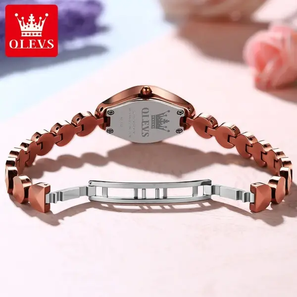 OLEVS 7007 Elegant Luxury Tungsten Steel Analog Wrist Watch For Women – Dial Color: Brown, Strap Color:  Brown  – View 4