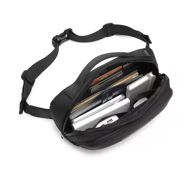 Ozuko 9551 Waterproof Anti-Theft Waist Bag With Sport Fitness Trendy Bag – Color: Black – View 2