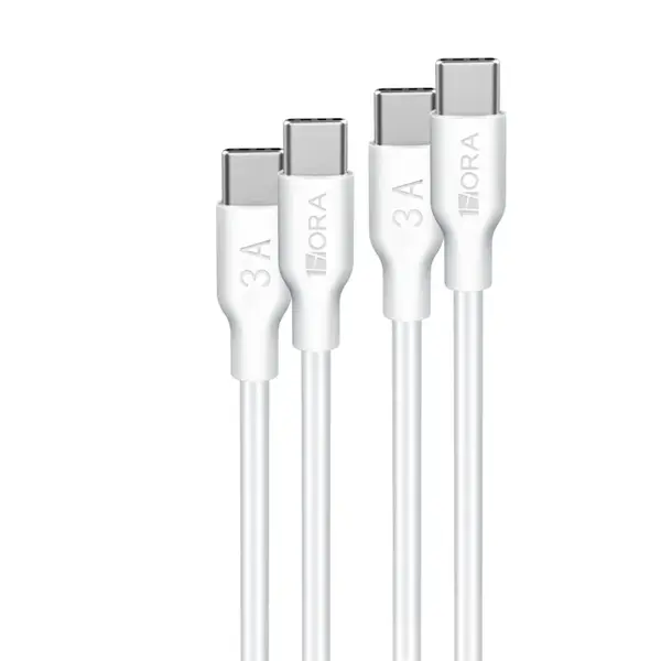 1HORA V8 Series 3A Type-C to Type-C 1m Fast Charging & Data Sync Cable – Color: White – View 2