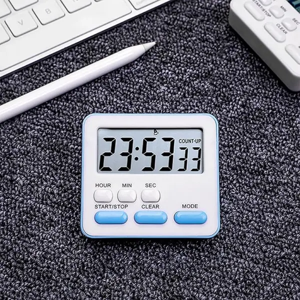 Kitchen Clock English 24-hour Electronic Timer LCD Digital Reminder Table Clock – Color: Blue – View 2