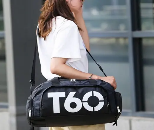 T60 Printing Multi-Function Backpack Travel Gym Bag – Color: Black – View 3