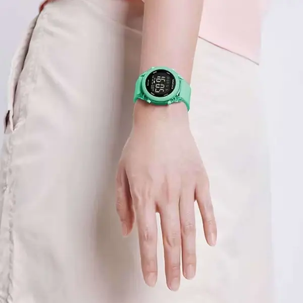 Naviforce NF7108 Silicone Strap Multi-Functional Sport Fashion Digital Women Watch – Dial Color: Black, Strap Color: Pest – View 3