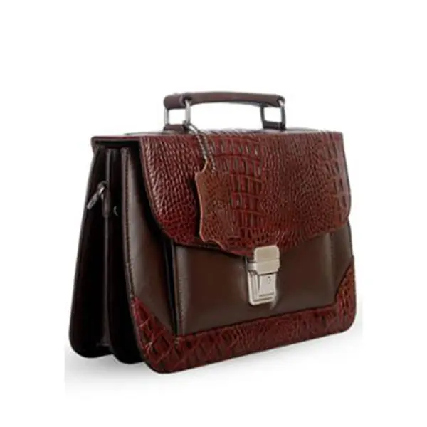 SB-HB502 SSB Leather Croco-Design Ladies Handbag – Color: Brown – View 2