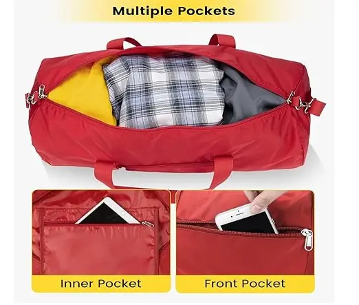 Vorspack 20 Inches Foldable & Lightweight Gym Bag for Men – Color: Red – View 2