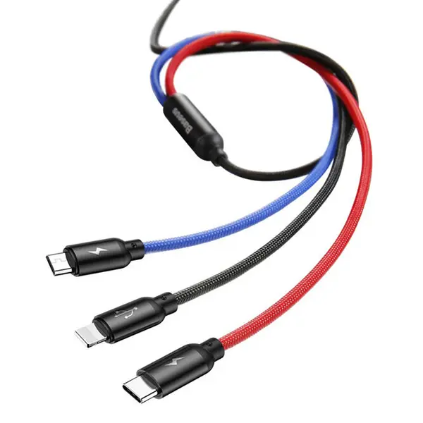 Baseus CAMLT-BSY01 3.5A 3-in-1 Nylon Braided Charging Cable – View 4