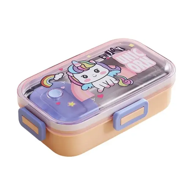 Kids Cartoon Stainless Steel Leak-Proof Lunch Box – Color: Orange – View 1
