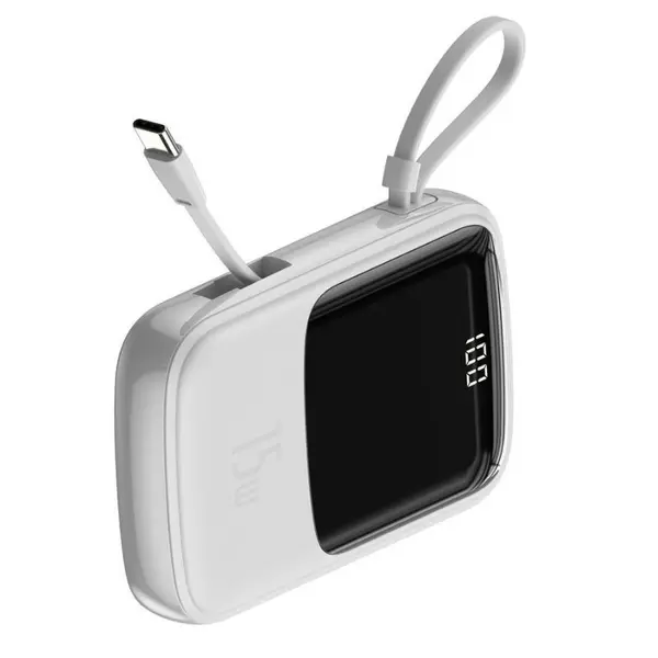 Baseus PPQD-B01 Q Pow 2-in-1 charging cable Digital Display Power Bank – Color: White – View 2