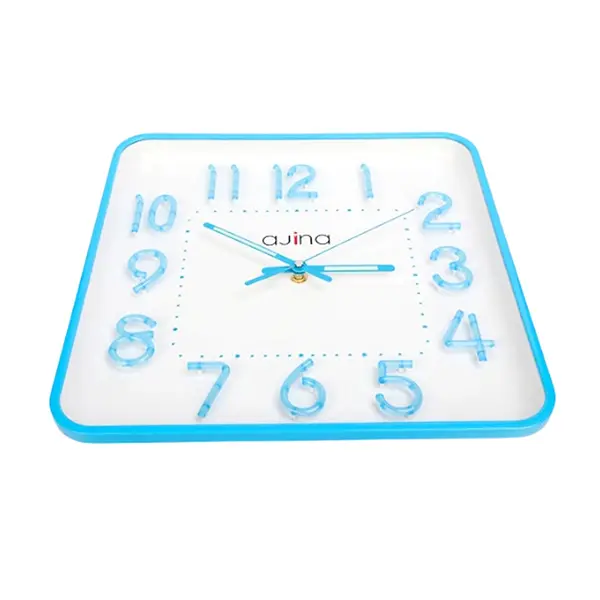 Ajina Maple Digit Square Soundless Movement Wall Clock – Color: Blue – View 2