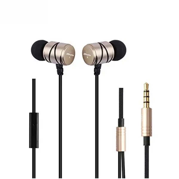 AWEI Q5I Supper Bass In Ear 3.5mm Wired Earphone – Color: Gold – View 2