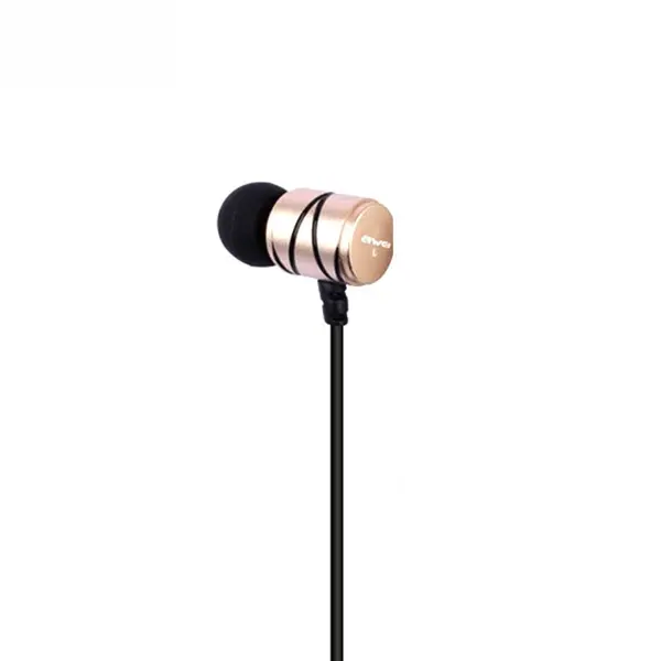 AWEI Q5I Supper Bass In Ear 3.5mm Wired Earphone – Color: Gold – View 3