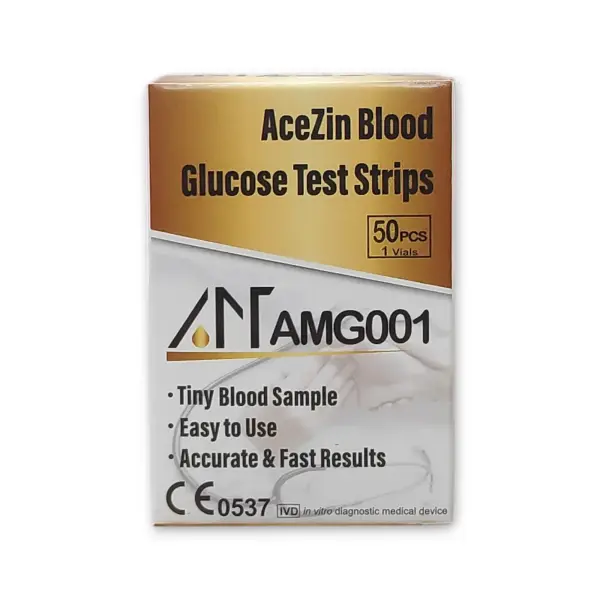 AceZin AceGold Blood Glucose Gold Test Strips Pack – View 3