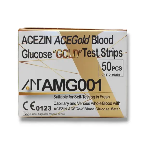AceZin AceGold Blood Glucose Gold Test Strips Pack – View 2