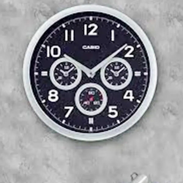 CASIO IQ-90A-8DF Dual-Time Display Silver & Black Wall Clock – View 2