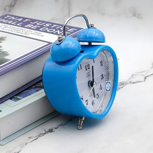 Love Retro Twin Bell Alarm Table Clock Multi Color – Color: Blue – View 2