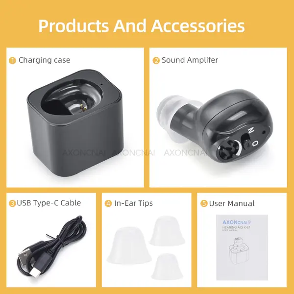 Axon K-87 rechargeable ITE Hearing Aid both Ear – View 4