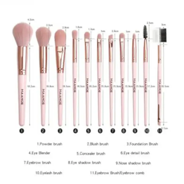 MAANGE 30162 11 Pcs Makeup Brush Set - Pink Color – View 2