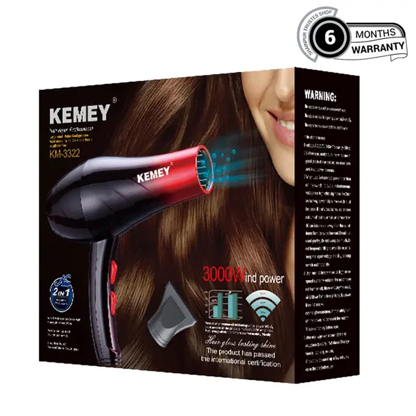 KEMEY KM-3322 High-power Three-in-one Electric Hair Dryer – View 5