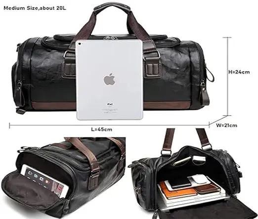 Men’s Duffel Leather Travel Sports Fitness Gym Bag – View 4