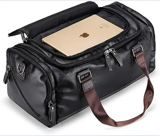 Men’s Duffel Leather Travel Sports Fitness Gym Bag – View 2