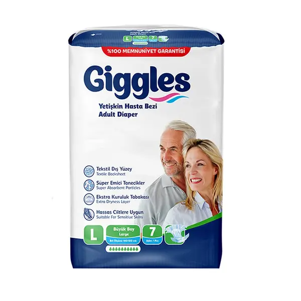 Giggles Soft and Cotton-Like Layer Adult Diaper Jumbo Belt – Size: L, Quantity: 7 pcs – View 2