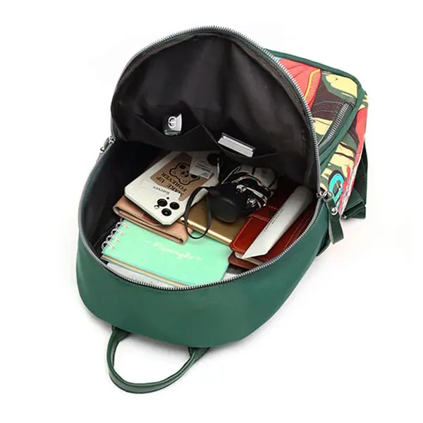 New Fashion Oxford Cloth Embroidery Print Women’s Backpack (Green) – View 2