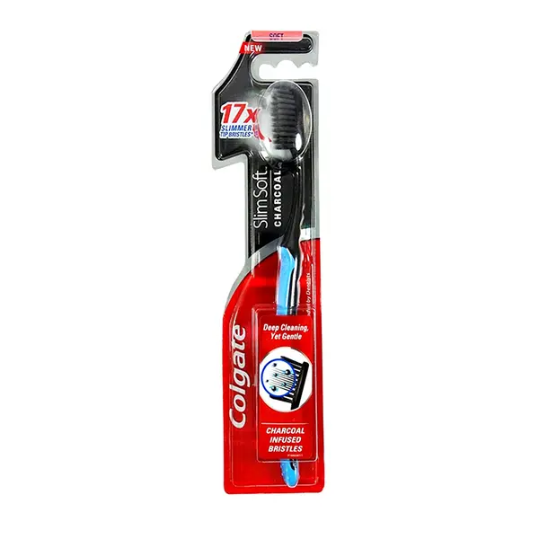 Colgate Slim Soft Charcoal 17x Slimmer Tip Bristles Toothbrush - 1 pcs – View 1