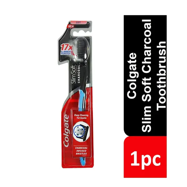 Colgate Slim Soft Charcoal 17x Slimmer Tip Bristles Toothbrush - 1 pcs – View 2