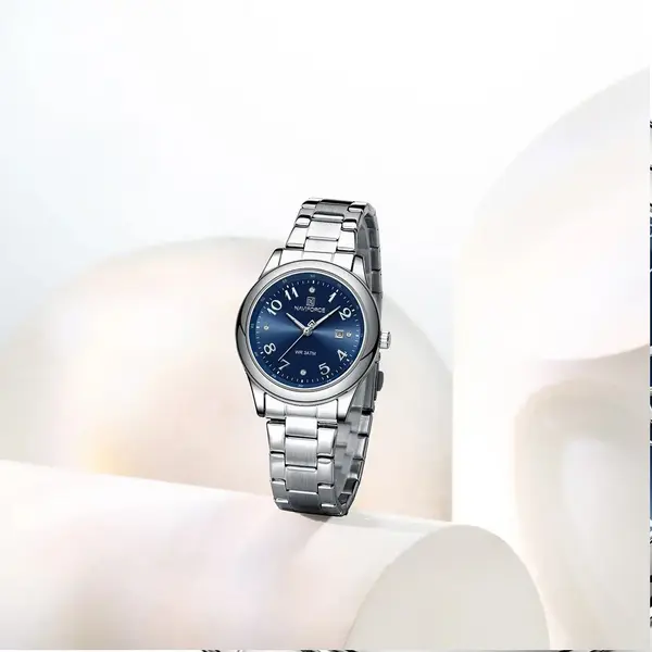 NAVIFORCE NF5059 Japanese Quartz Movement Women’s Elegant Watch – Dial Color: Blue, Strap Color: Silver – View 4
