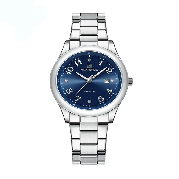 NAVIFORCE NF5059 Japanese Quartz Movement Women’s Elegant Watch – Dial Color: Blue, Strap Color: Silver – View 1