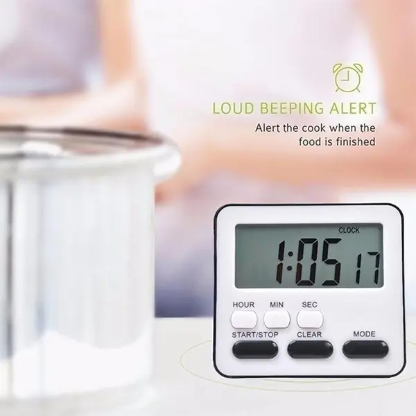Kitchen Clock English 24-hour Electronic Timer LCD Digital Reminder Table Clock – Color: Black – View 4