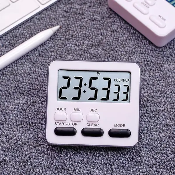 Kitchen Clock English 24-hour Electronic Timer LCD Digital Reminder Table Clock – Color: Black – View 2