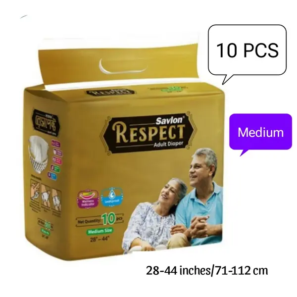 Savlon Respect Wetness Indicator Belt System Adult Diaper – Size: M, Quantity: 10 pcs – View 2