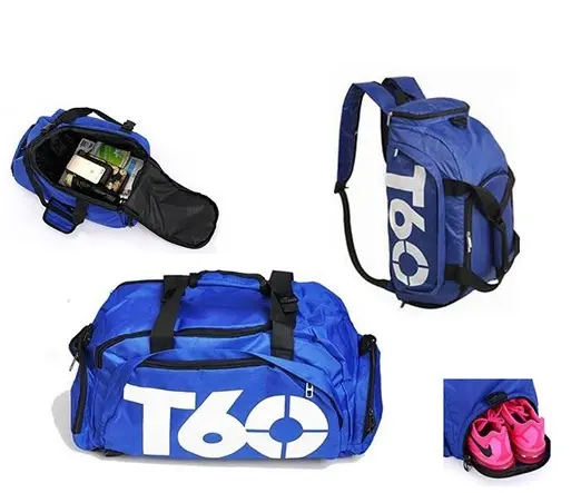 T60 Printing Multi-Function Backpack Travel Gym Bag – Color: Blue – View 2