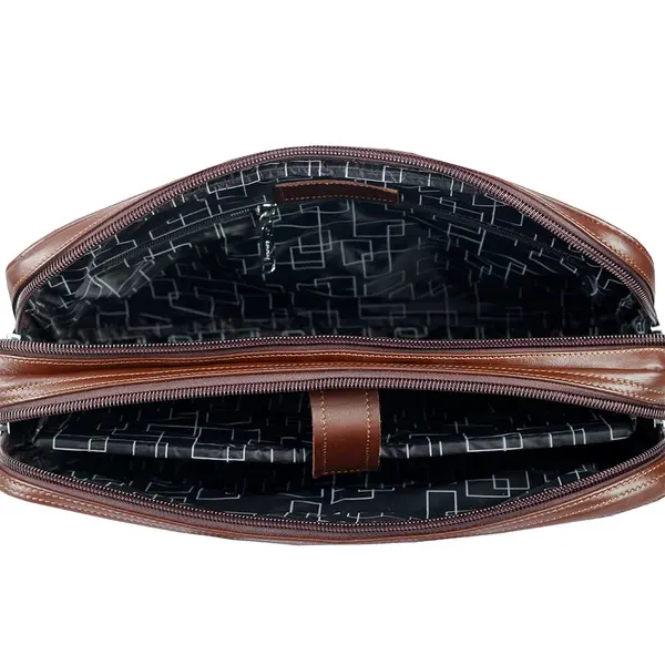 Water Resistant Casual Satchel Office Work Bag – Color: Brown – View 3