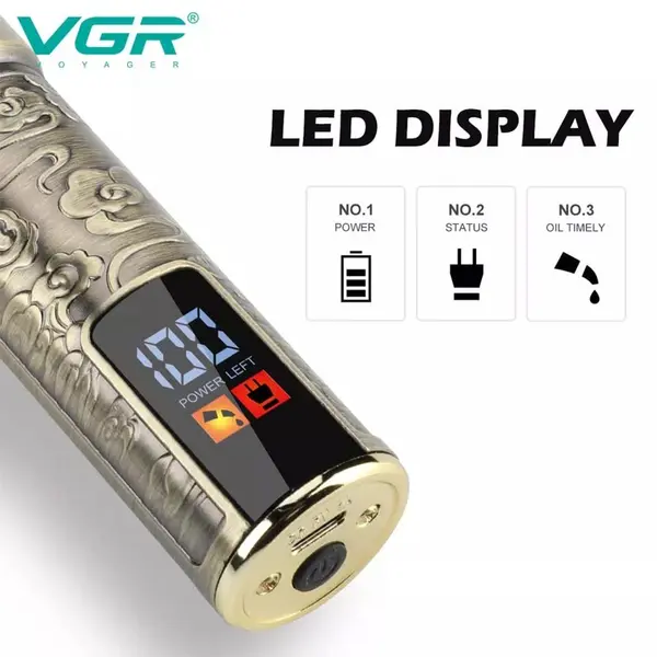 VGR V-073 Professional Hair Trimmer with LED Display for Men – View 3