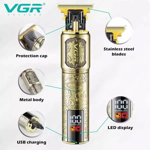 VGR V-073 Professional Hair Trimmer with LED Display for Men – View 4