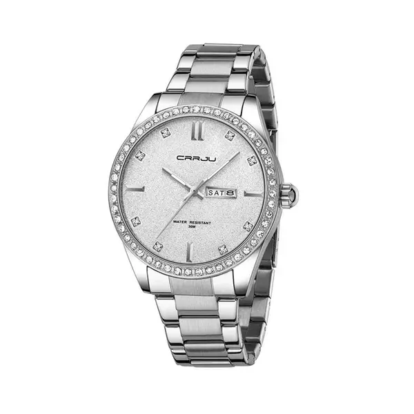 CRRJU 5008 Stainless Steel Quartz Function Classic Fashion Men's Watch – Dial Color: Silver, Strap Color: Silver – View 1