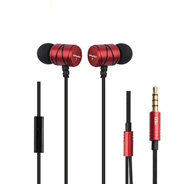 AWEI Q5I Supper Bass In Ear 3.5mm Wired Earphone – Color: Red – View 2