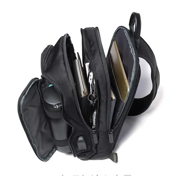 Bange BG-7079 Multi-compartment design Cross body Bag With USB Charging – Color: Black – View 2