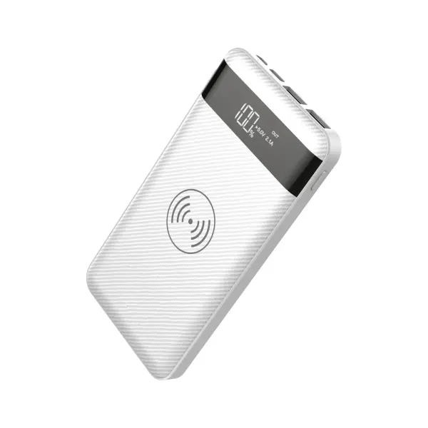 HOCO J11 Digital Display Wireless Charging 10000mAh Power Bank – Color: White – View 1