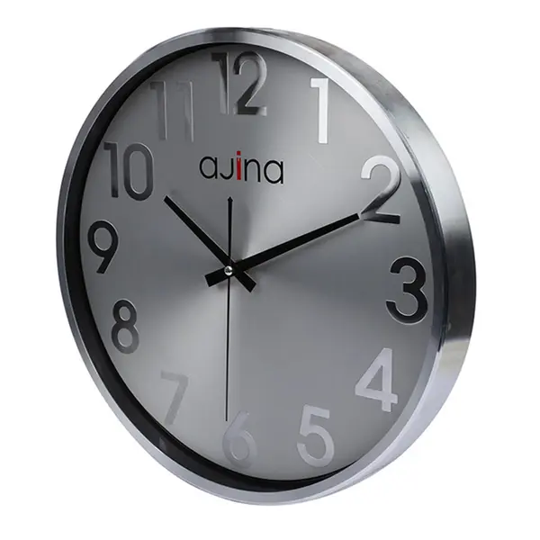 Ajina Deluxe Wall Clock Round W/O Digit Silver – View 2