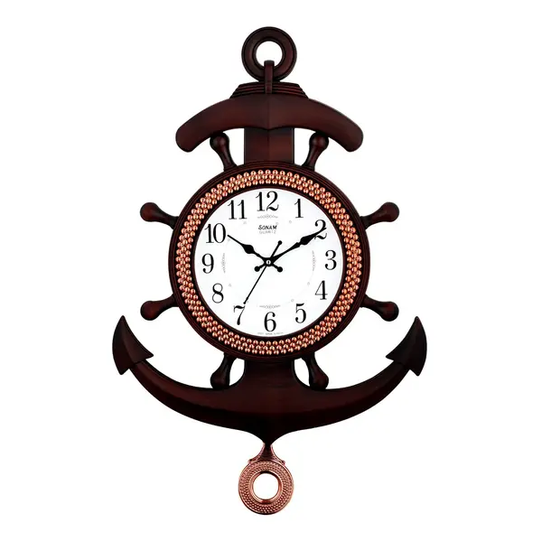 Sonam 6997 Long Lasting Battery Pendulum Wall Clock – Color: Brown – View 1